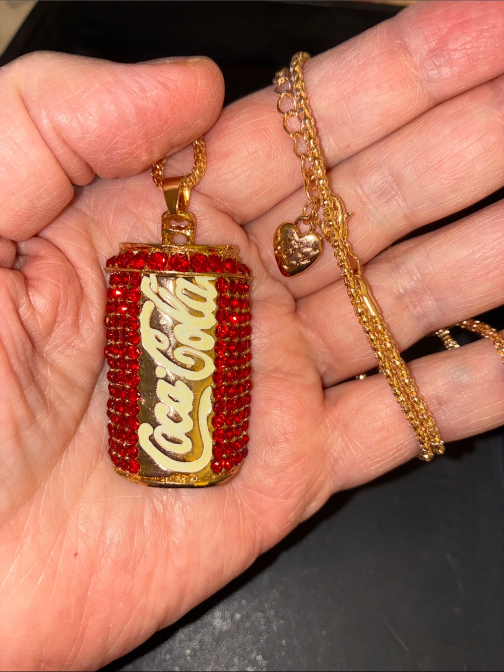 Coca Cola Necklace with Red Jeweled Can Pendant